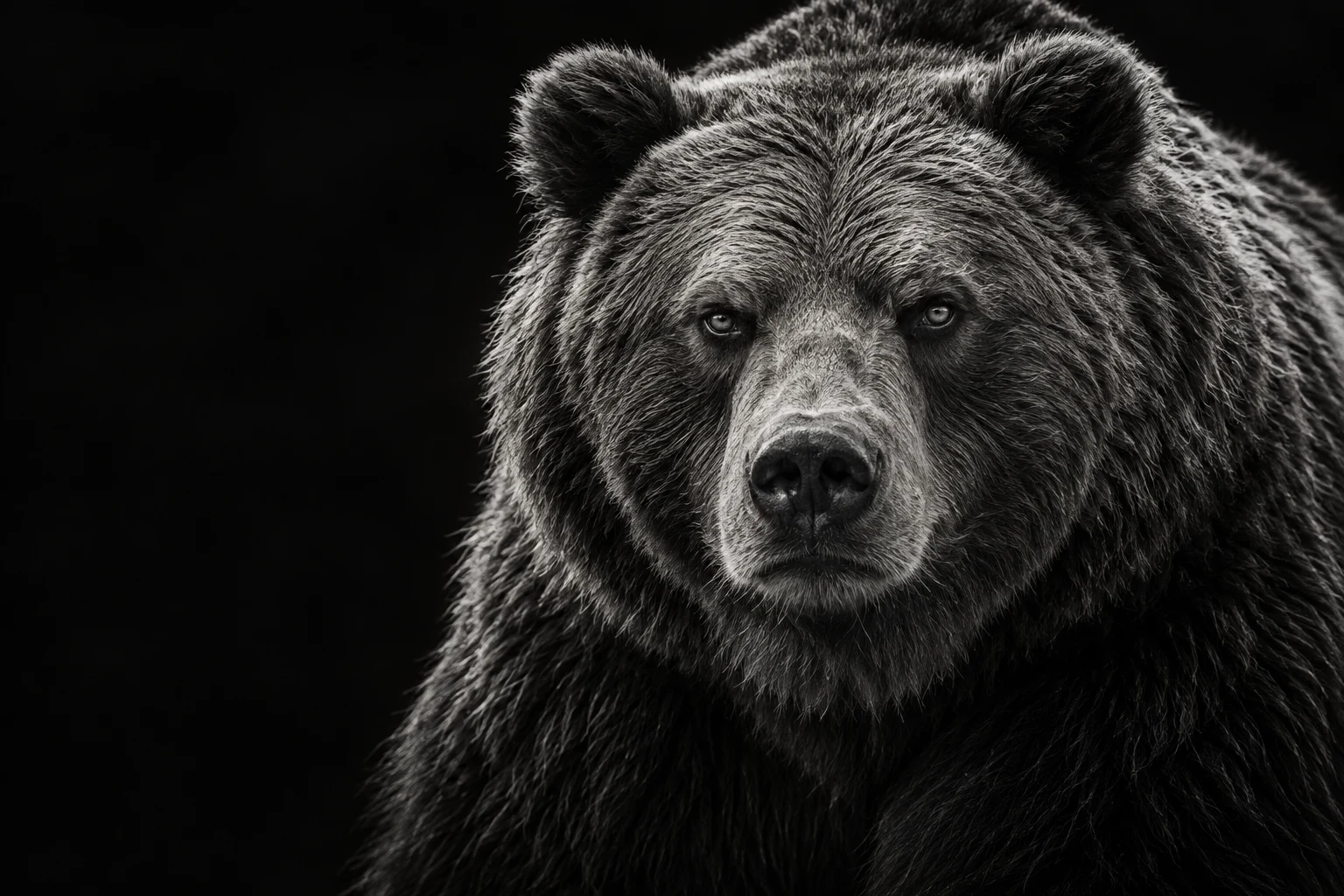 Kodiak bear emerging from the shadows
